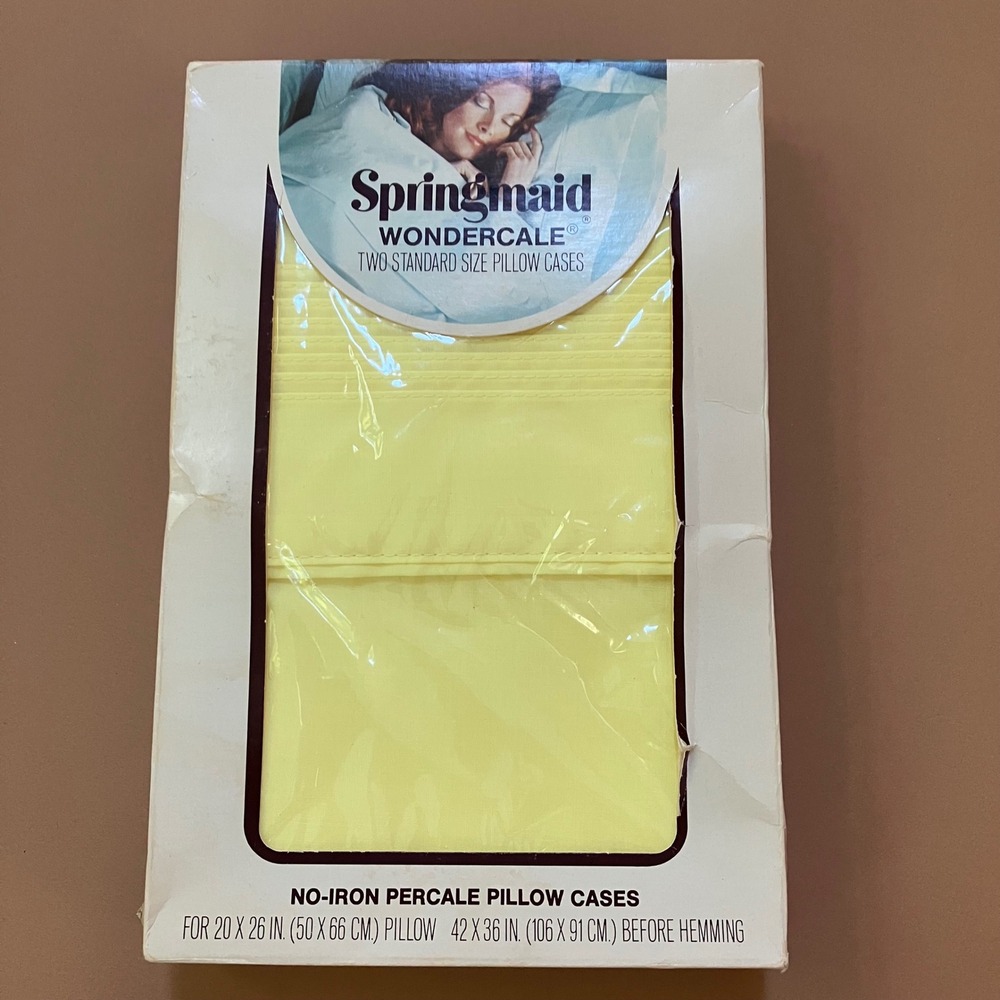 Vintage Springmaid Wondercale Peignoir Pastels Yellow‎ Pillowcases - 2 Standard